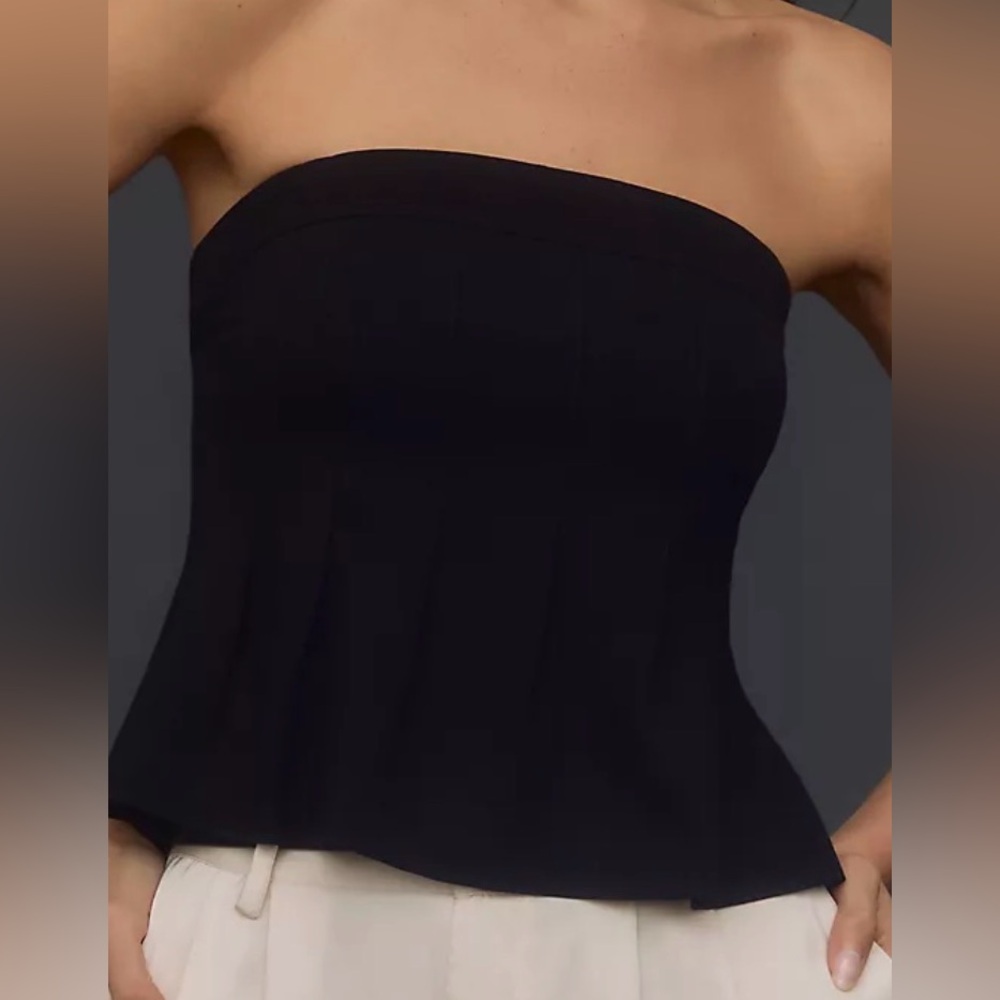 Anthropologie Black Strapless Crop Top – Chic